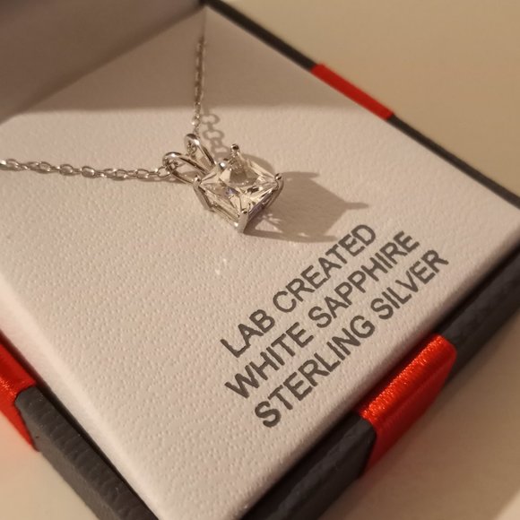 White Sapphire Sterling Silver Necklace - Picture 1 of 5